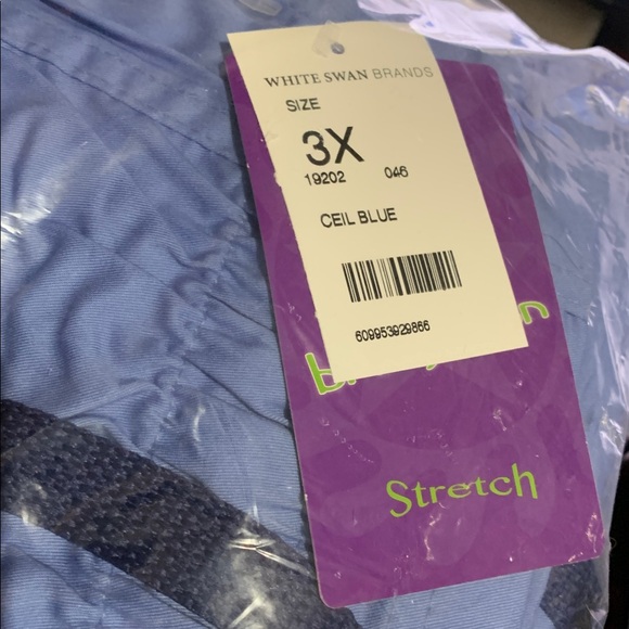 White Swan Nurse Scrub Pants Blue NWT 3X Elastic Waist Pull Up with Pockets - Picture 2 of 10